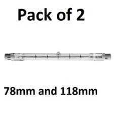 Image of 2x Linear Tungsten Halogen Light Bulb R7s 78mm & 118mm 48w, 80w, 120w, 240w 400w