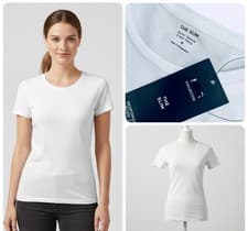 Image of Ladies Marks White T-Shirt Slim Fit Short Sleeve Cotton Premium Tee Stretch NEW