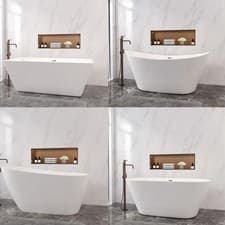 Image of Modern Bathroom Freestanding Acrylic Bath Double Ended Bathtub Waste & Overflow