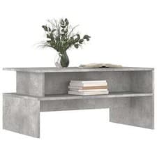 Image of 2 Tier Coffee Table End/Side Table Modern Design w/Open Shelf Living Room Grey