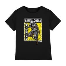 Image of Star Wars The Mandalorian Comic Book Pose Kids T-Shirt 7-13 Years, Black