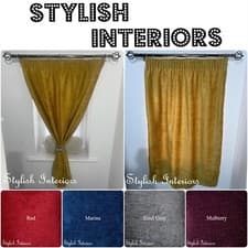 Image of Elite Chenille Curtains Pair 3" Pencil Pleated Headed Tape HandMade Home Decor