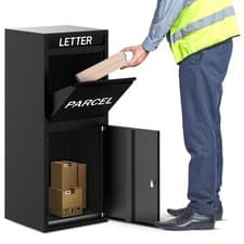 Image of Belofay Large Post Box High Capacity Outdoor Parcel Drop Box Tall Mail Box Black