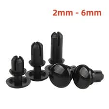 Image of Rivets Push-In Plastic Rivet Trim Clips Fasteners 2mm - 6mm Nylon Rivet Black