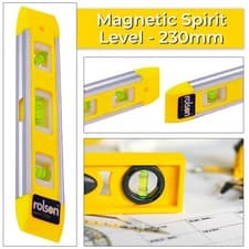 Image of ROLSON 9" Magnetic Spirit Level Tool Yellow 3 Vial Vertical Horizontal 45° Tool