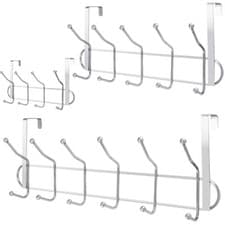Image of 12 10 8 OVER THE DOOR HOOKS CHROME WASH ROOM COAT HANGER CLOTHES TOWEL STORAGE