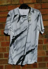 Image of Mens adidas M D4t AOP Tee T-Shirt, Black White, Medium 40" Chest Ideal for golf