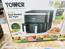 Image of Tower Vortx Dual Basket 8L Air Fryer with Digital Touch Display-BLACK