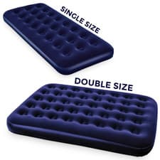 Image of Double Single Flocked Camping Airbed Inflatable Mattress Blow Up Air Bed