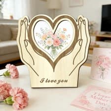 Image of Wooden Frame Heart Outline Style Fits 6x4 Photos for Family Memory Display