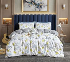 Image of Floral Printed Duvet Cover Set Soft Floral Bedding With Pillowcases King