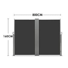 Image of 8x1.8M Retractable 2-Side Awning Screen Fence Patio Privacy Divider Canopy Black