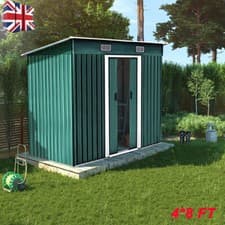 Image of 4x8 FT Garden Storage Shed w/ 2 Door Galvanised Metal WITH FREE BASE Outdoor UK