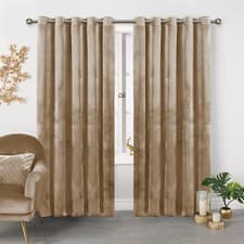 Image of Heavy Thick Crushed Velvet Curtains Pair Eyelet Ring Top Fully Lined Ready Made