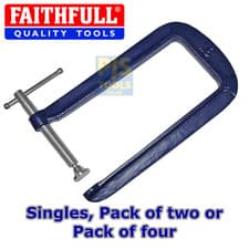 Image of 1, 2 or 4 x Faithfull FAIG8DT 8" 200mm x 85mm deep throat G clamp or cramp