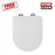 Image of Croydex Eyre Soft Close Toilet Seat D Shape Quick Release Button for Easy Cl...