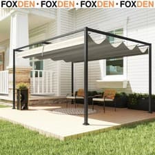 Image of 3x2m Metal Pergola Gazebo with Retractable Roof Garden Canopy for Patio Shelter
