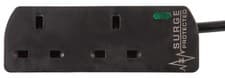 Image of PRO ELEC - 2 Gang Surge Protected Extension Lead, 3m, Black