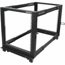 Image of Startech 4-Post 12U Mobile Open Frame Server Rack 19" Network Rack With Casters