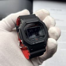 Image of Casio G-Shock Core Black & Red Rubber Display Watch DW-5600UHR-1ER