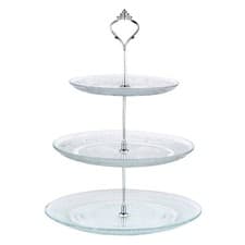 Image of 3 Tier Glass Ceramic Cake Stand Afternoon Tea Wedding Plates Party Tableware