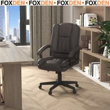 Image of Brown Executive Office Chair Faux Leather Adjustable Height Swivel High Back