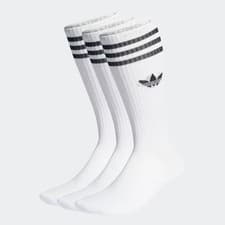 Image of 3 Pairs Men Adidas Originals High Crew Length Socks White BNWT Classic Trefoil