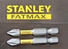 Image of STANLEY FATMAX PH2 AND PH1 50MM 1/4" HEX TORSION IMPACT SCREWDRIVER BITS