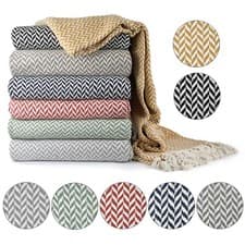 Image of Throw Blanket for Sofas Couch Bed Runner Scandi Woven Soft Cotton Cherokee