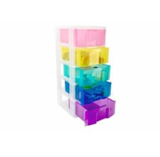 Image of Really Useful Storage Tower Five Drawers 19L Clear Plastic Organiser Unit Office