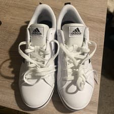 Image of Adidas vs Pace 2.0 White Black Stripes Uk Size 7.5