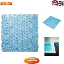 Image of Bubbles Non-Phthalate Shower Mat - Slip-Resistant PVC, 53cm Blue Luxury