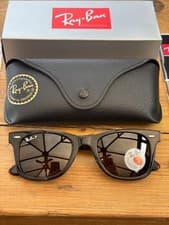 Image of Ray-Ban Wayfarer Sunglasses RB2140 50/22 Black/Brown Frame Brown Polarised Lens