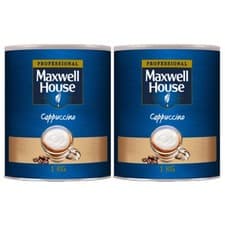 Image of Maxwell House Cappuccino 2 x 1Kg Tins Instant Coffee Powder - 146 Servings total