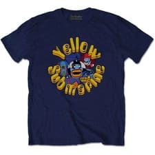 Image of The Beatles Men's T-Shirt Yellow Submarine Baddies Navy Blue (XXL)