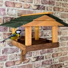 Image of Beautiful Cottage Garden Wild Bird Feeder Waterproof Wood ~ With Hanger HandMade