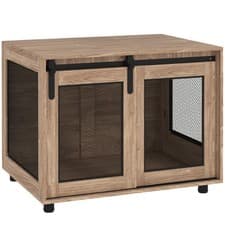 Image of PawHut Dog Crate Furniture w/ Sliding Door, for Medium Dogs, Brown
