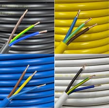 Image of 3 Core Round PVC Wire 1.5m 2.5mm 4mm Flex Cable BLACK WHITE BLUE YELLOW 3183Y AG