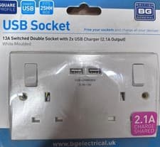 Image of British General  13A Double Switched Socket With 2x USB Charger Ports