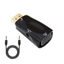 Image of HDMI to VGA Adapter Converter with 3.5mm Audio Jack Male to Female 1080P HD PC