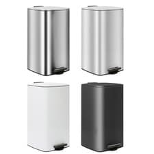 Image of 1x 30L Square Stainless Steel Kitchen Pedal Bin Modern Rubbish Waste Dustbin