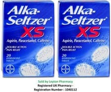 Image of Alka Seltzer XS 20 Effervescent Tablets | MAX ONE PER ORDER | X 2