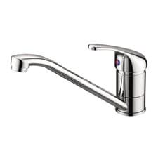 Image of Modern Kitchen Sink Mixer Taps Swivel Spout Single Lever Tap Luna Mono Chrome