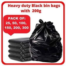 Image of EXTRA STRONG HEAVY DUTY BLACK BIN LINERS BAGS RUBBISH WASTE REFUSE SACKS 200G UK
