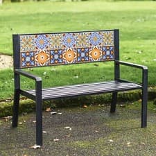 Image of Black "Blue Marine" Steel Two Seater Park Bench