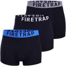 Image of Firetrap Mens 3, 6, 12 Pack Boxer Shorts Trunks Stretch Cotton Plain Underwear