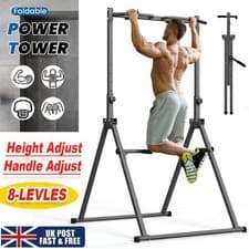 Image of 8Levels Adjustable Foldable Power Tower Station Pull Up Bar for Home Gym Workout