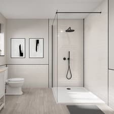 Image of White Metro Horiz Shower Panel Wetwall Waterproof Bathroom Wall 2440x1220 Home