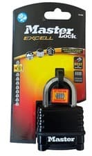 Image of Master Lock EXCELL Combination Padlock M178EURD Black Outside Gate Garage Shed
