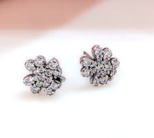 Image of New 100% Authentic PANDORA 925 SS Pave Radiant Clovers Stud Earrings 297944CZ